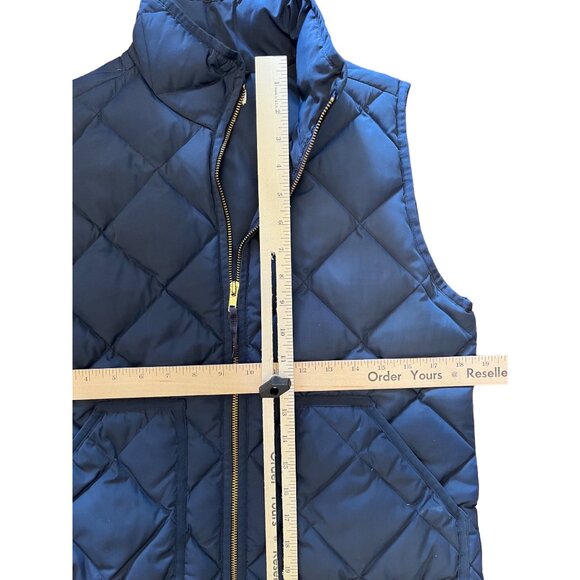 J.Crew Womens Quilted Navy Blue Puffer Vest Pockets Gold Zipper - Picture 2 of 9
